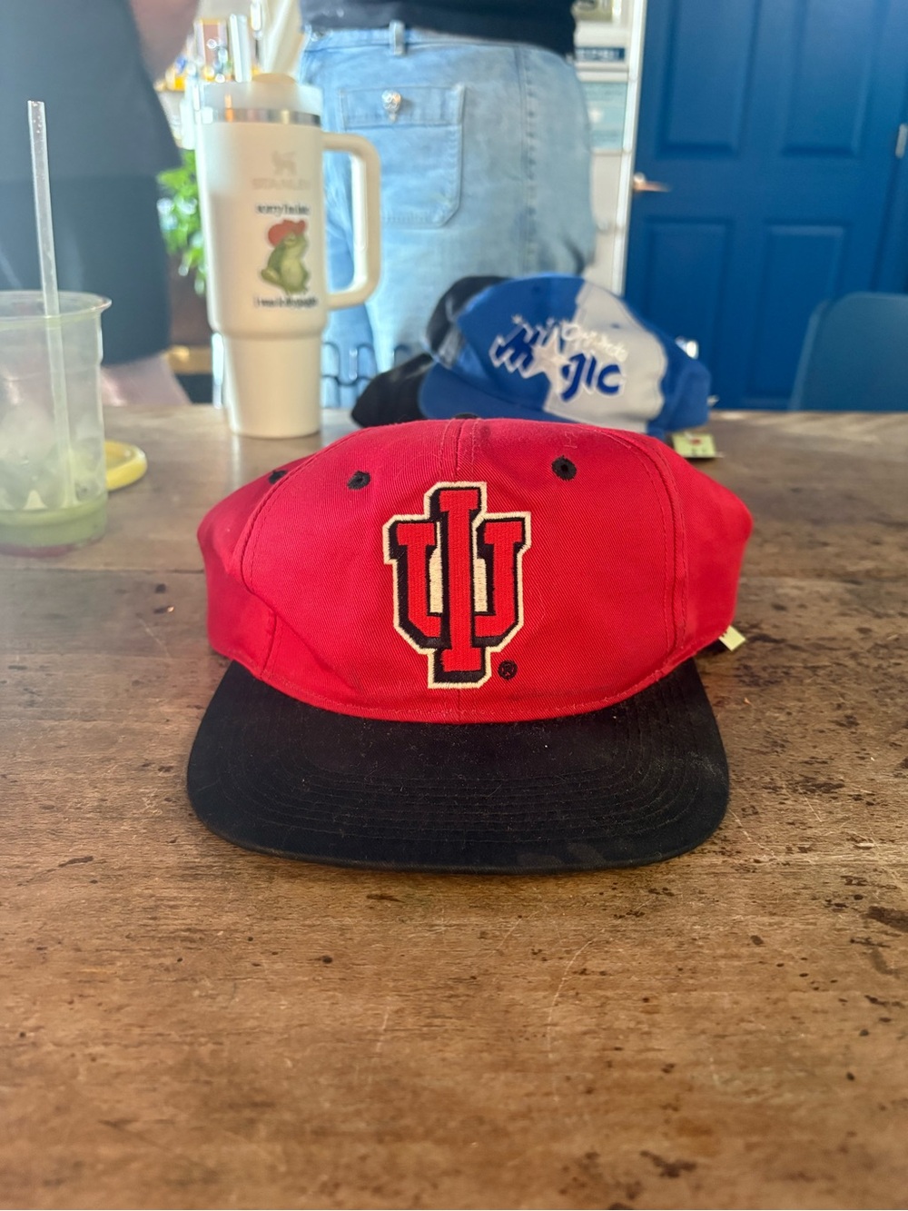 Signature Red and Black Kids Hat with Embroidered IU Logo